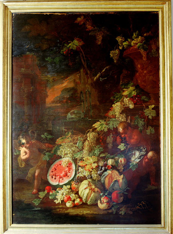 natura morta con genietti (dipinto) by Loth Onofrio (sec. XVIII)